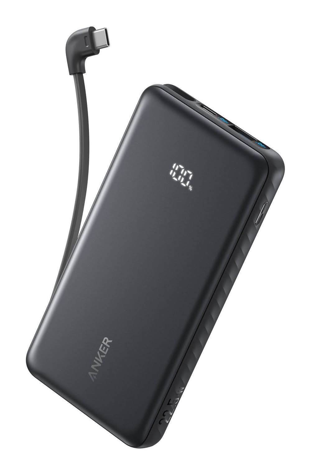 Anker 10K 22.5w Built in Usb-C Cable Power Bank, Black