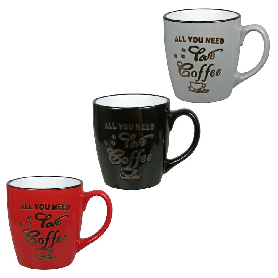 Glazed Metallic Clay Sentiment Mugs 14 oz, Assorted