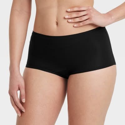 Auden Luxe Stretch Boy Shorts Underwear, Women, M, Black
