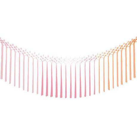 Peach, Pink, & Light Pink Macrame Tissue Garland, 6 ft