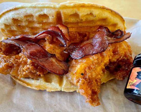 NEW! Bacon Chicken & Waffle Sandwich