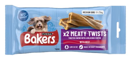 Baker's Meaty Twists Chews Dog Treat With Beef (2 pack)