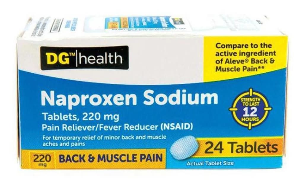 DG Health Naproxen Sodium Back & Muscle Pain Tablets 220 mg (24 ct)
