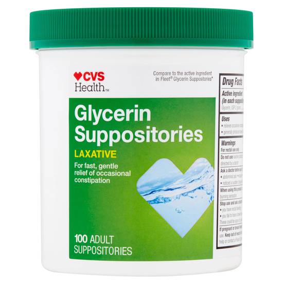 CVS Health Glycerin Suppositories Adult Size, 100 CT