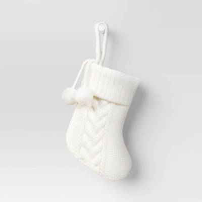 Mini Cable Knit Christmas Stocking White - Wondershop™