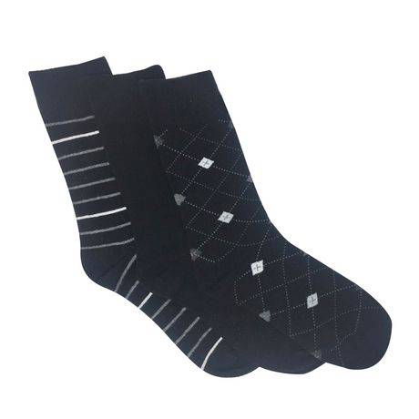 Secret Comfort Pattern Crew Sock, Black (3 pack)