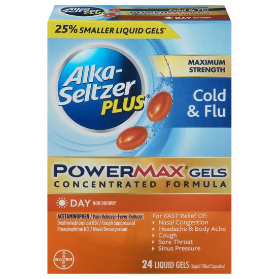 Alka-Seltzer Powermax Cold & Flu Non-Drowsy Liquid Gels (24 ct)