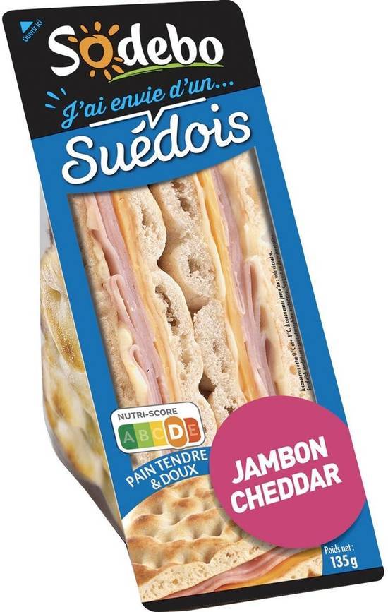 Sodebo sandwich suédois jambon cheddar (2 pcs)