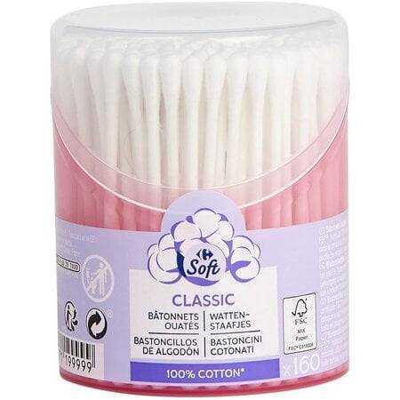 Bâtonnets ouatés Classic Carrefour Soft - la boite de 160