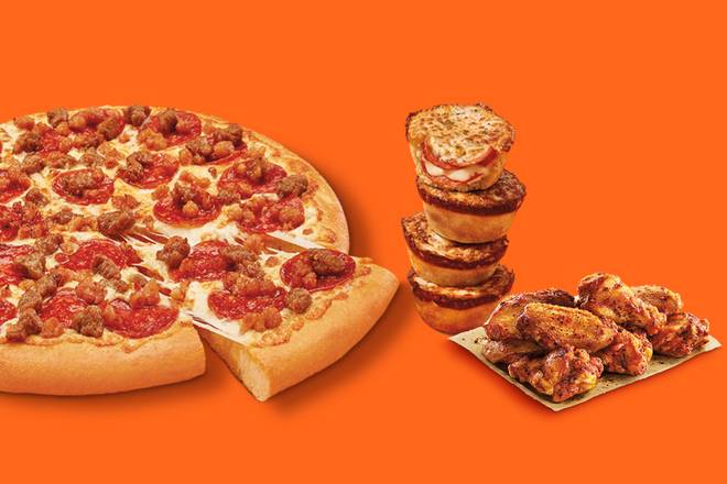 Ultimate Fan Favourite Large Bundle: Large 3 Meat Treat, Caesar Wings & Pepperoni Crazy Puffs