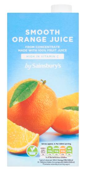 Sainsbury's Orange, Smooth Juice From Concentrate (1L)