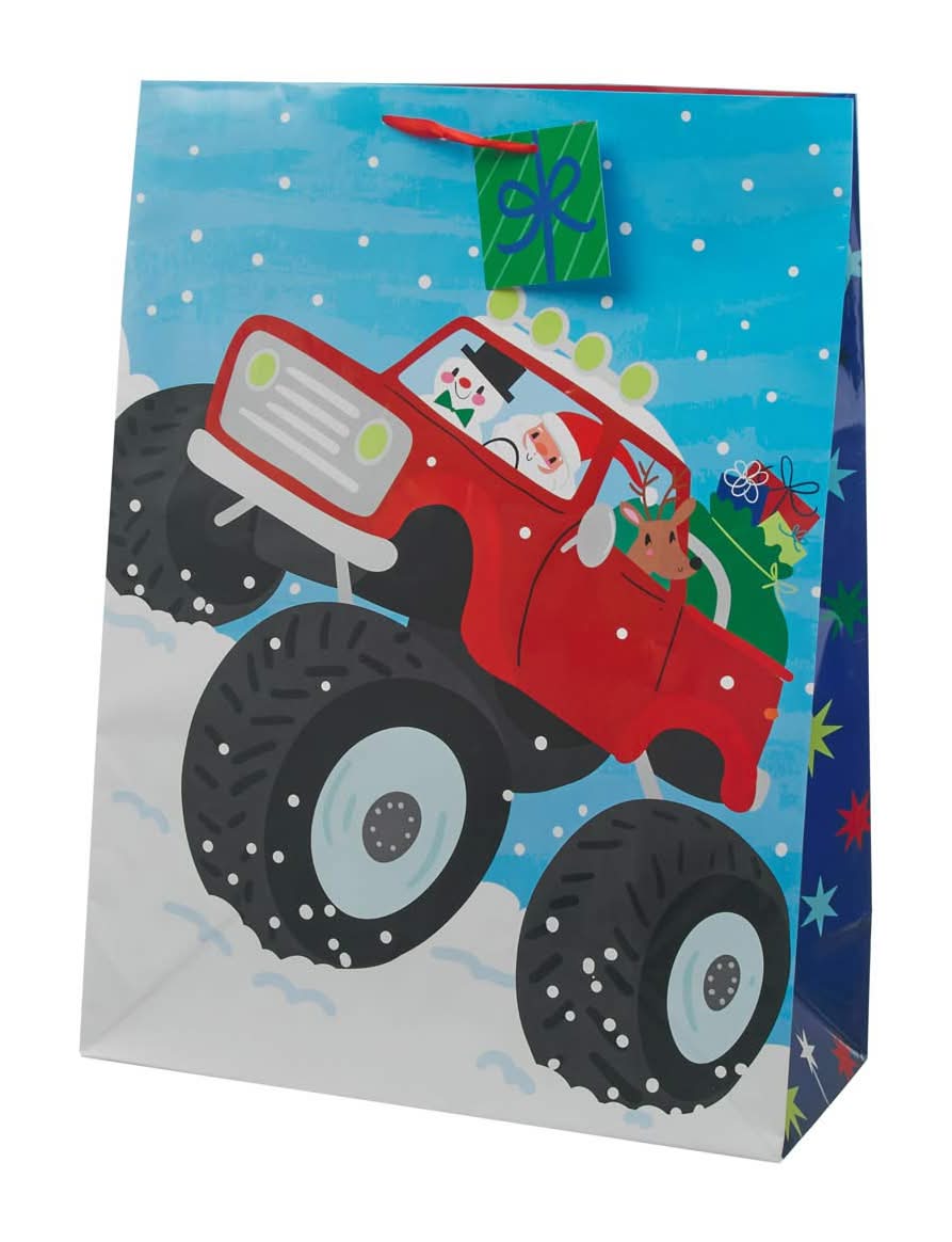 Holiday Style Christmas Printed Gift Bag, Super Jumbo