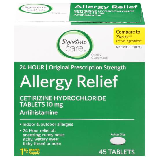 Signature Care Allergy Relief Cetirizine Hydrochloride 10 mg (45 tablets)