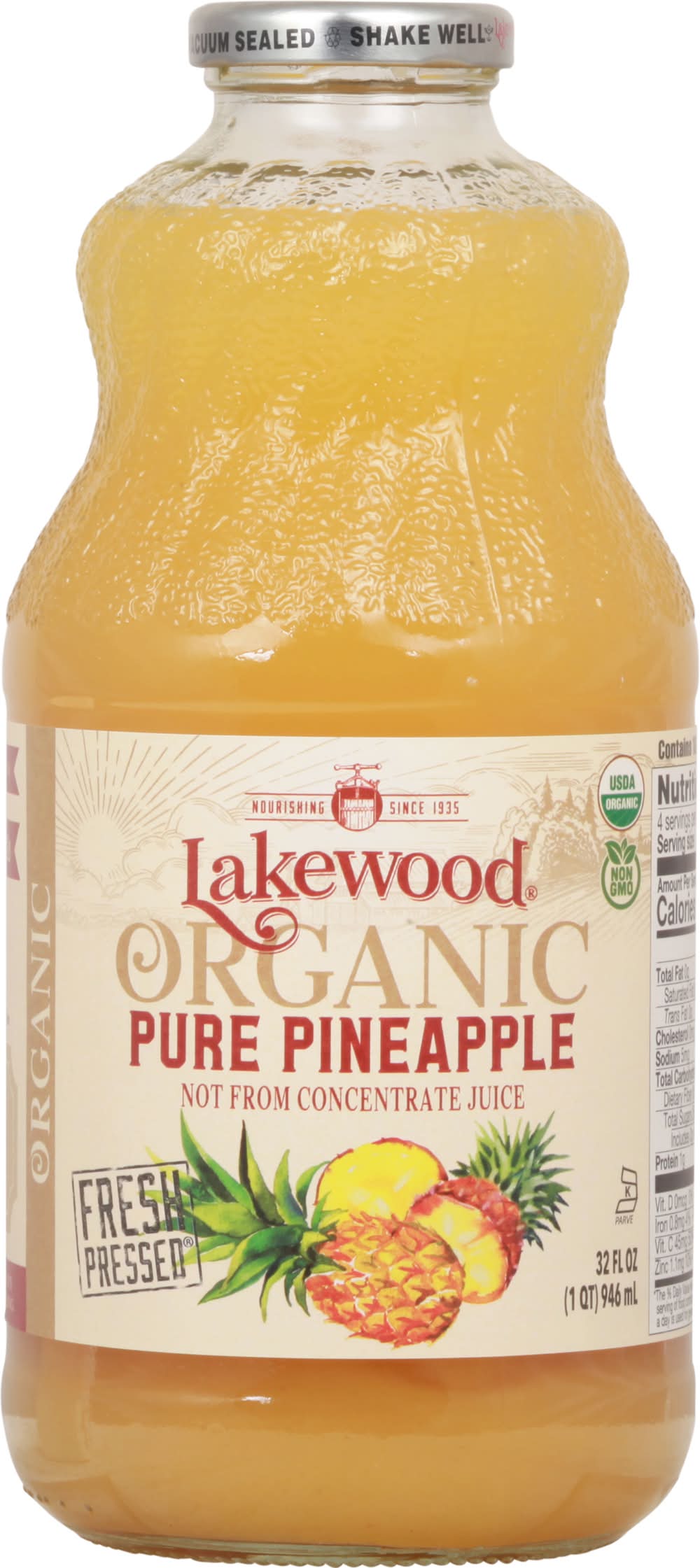 Lakewood Organic Pure Pineapple Juice (32 fl oz)