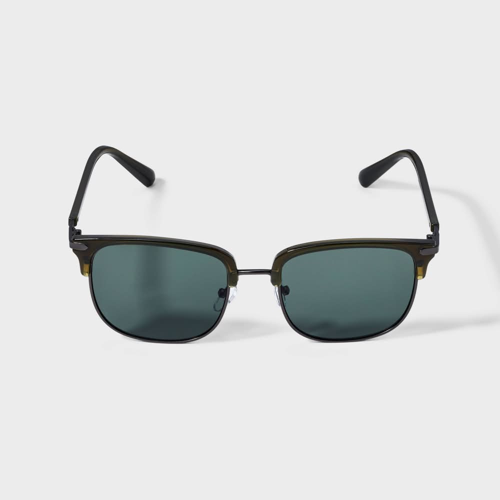 Goodfellow & Co. Plastic Angular Square Browline Sunglasses, Men, Green