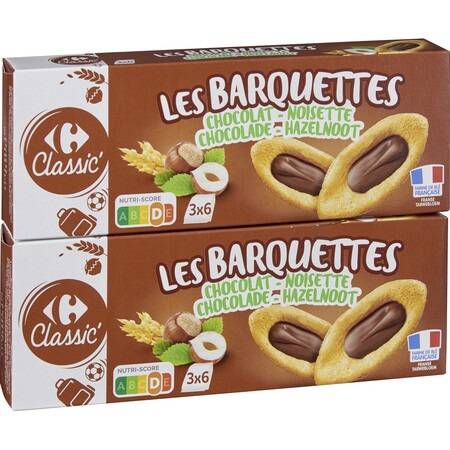 FID - Biscuits chocolat noisette CARREFOUR CLASSIC' - les 2 boites de 120g