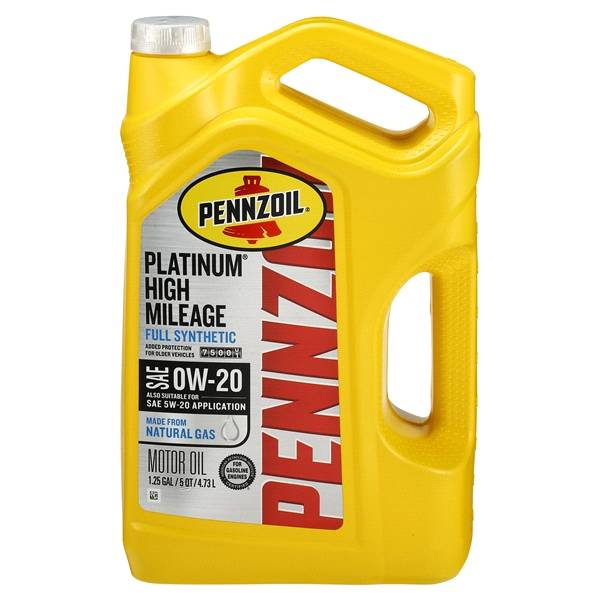 Pennzoil Platinum High Mileage Full Synthetic Motor Oil, 0w-20 (5 qt)