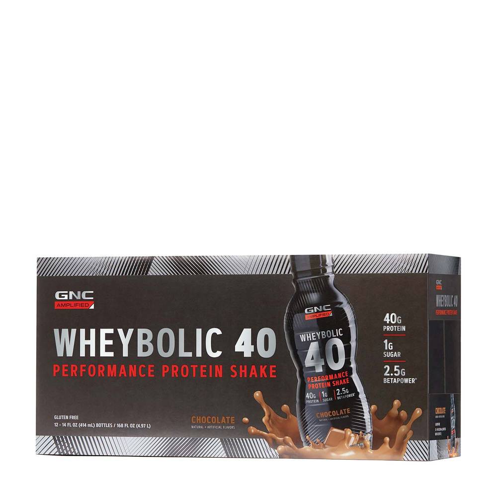 Gnc Wheybolic 40 Performence Protien Shake (12 ct, 14 fl oz) (chocolate)