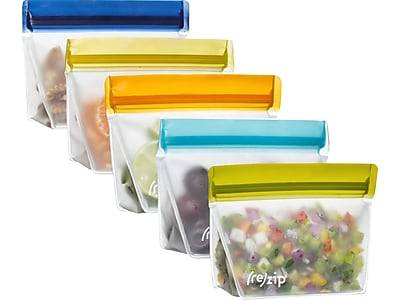 Blueavocado (Re)Zip Peva Food Bags, 5.75 X 3.75 X 2, Assorted Colors, 5/Pack