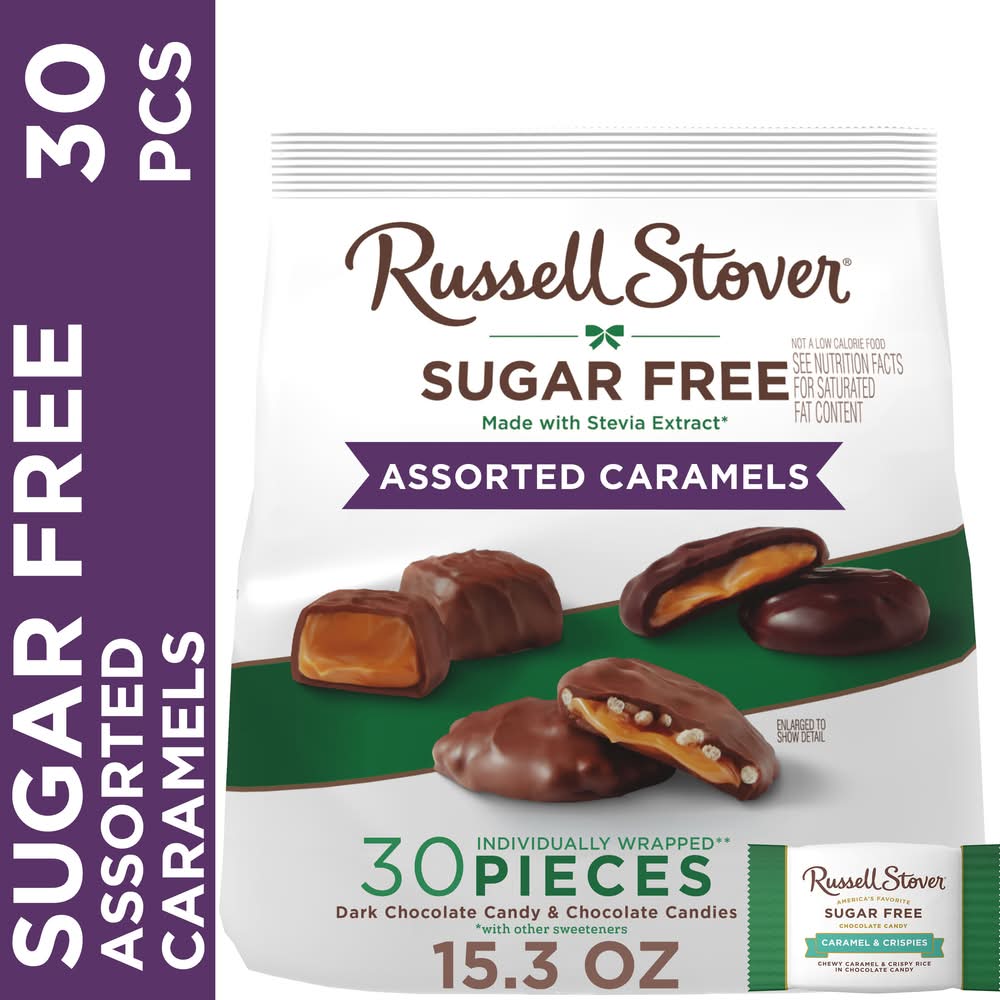 Russell Stover Sugar Free Dark Chocolate Candies, Assorted Caramels (15.3 oz, 30 ct)