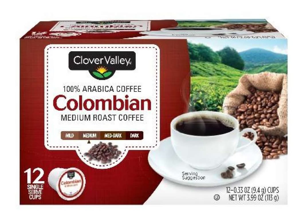 Clover Valley Colombian Medium Roast Coffee Pods 12 Ct
