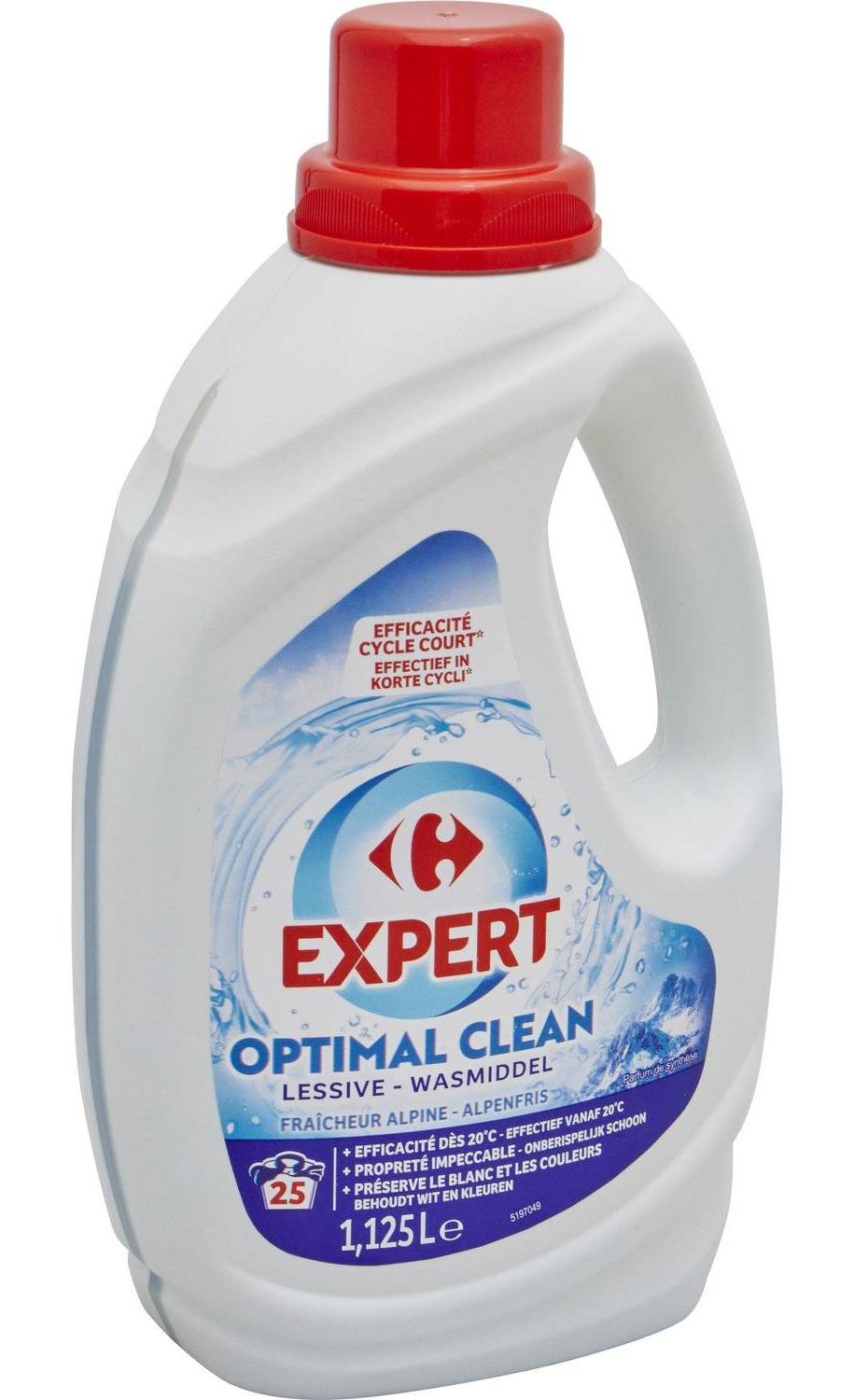 Carrefour Expert - Lessive liquide optimal clean 25 lavages, fraîcheur alpine (1,12L)