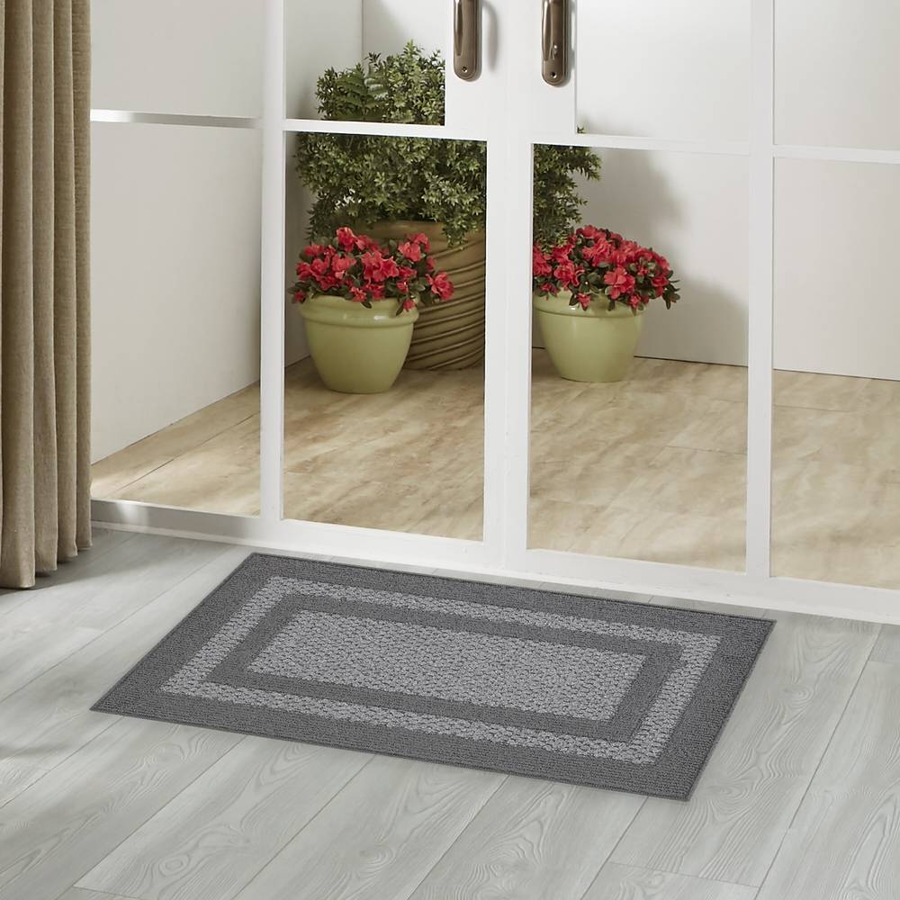 Style Selections 2 X 3 (ft) Graphite Grey Indoor Border Machine Washable Throw Rug | B2892302