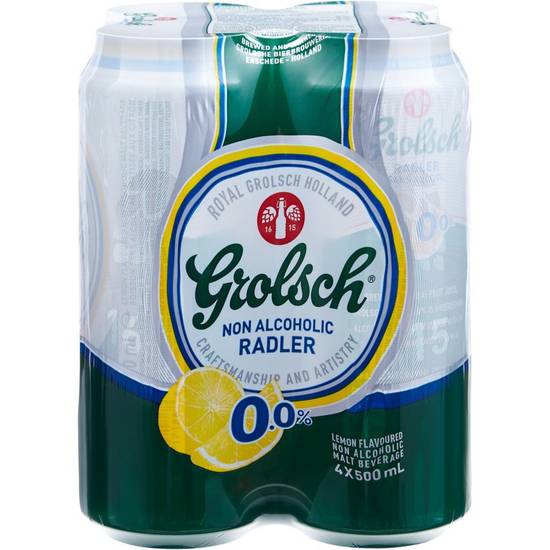 Grolsch Non-Alcoholic Radler Lemon Flavoured (4 x 500 ml)