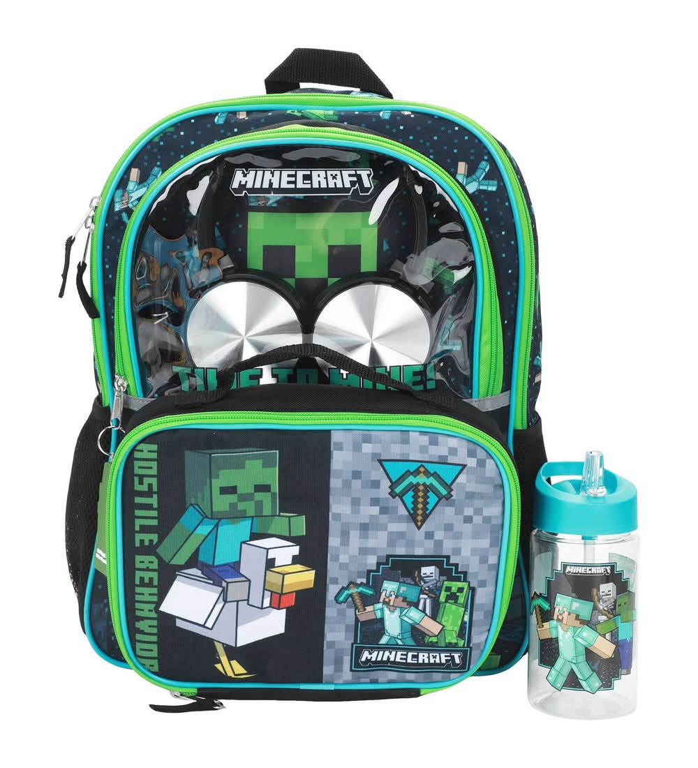 Minecraft Backpack Set With Headphones, 16 in, Black (5 ct)