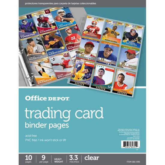 Office Depot® Brand Trading Card Binder Pages, 8-1/2" x 11", Clear, Pack Of 10