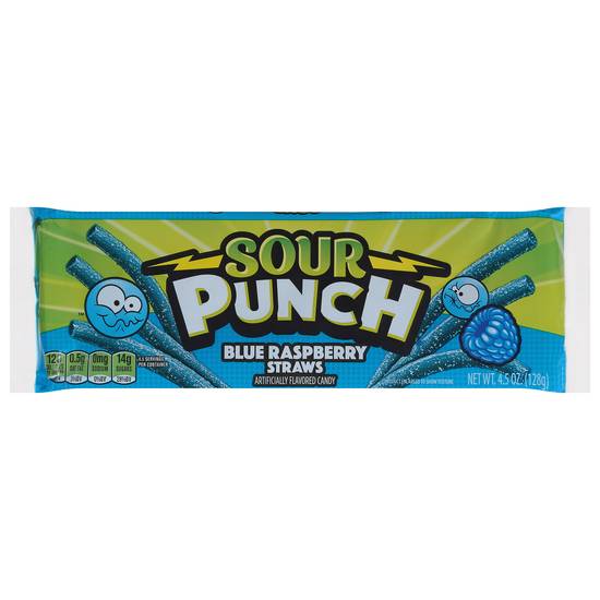 Sour Punch Blue Raspberry Sour Straws Candy (4.5 oz)