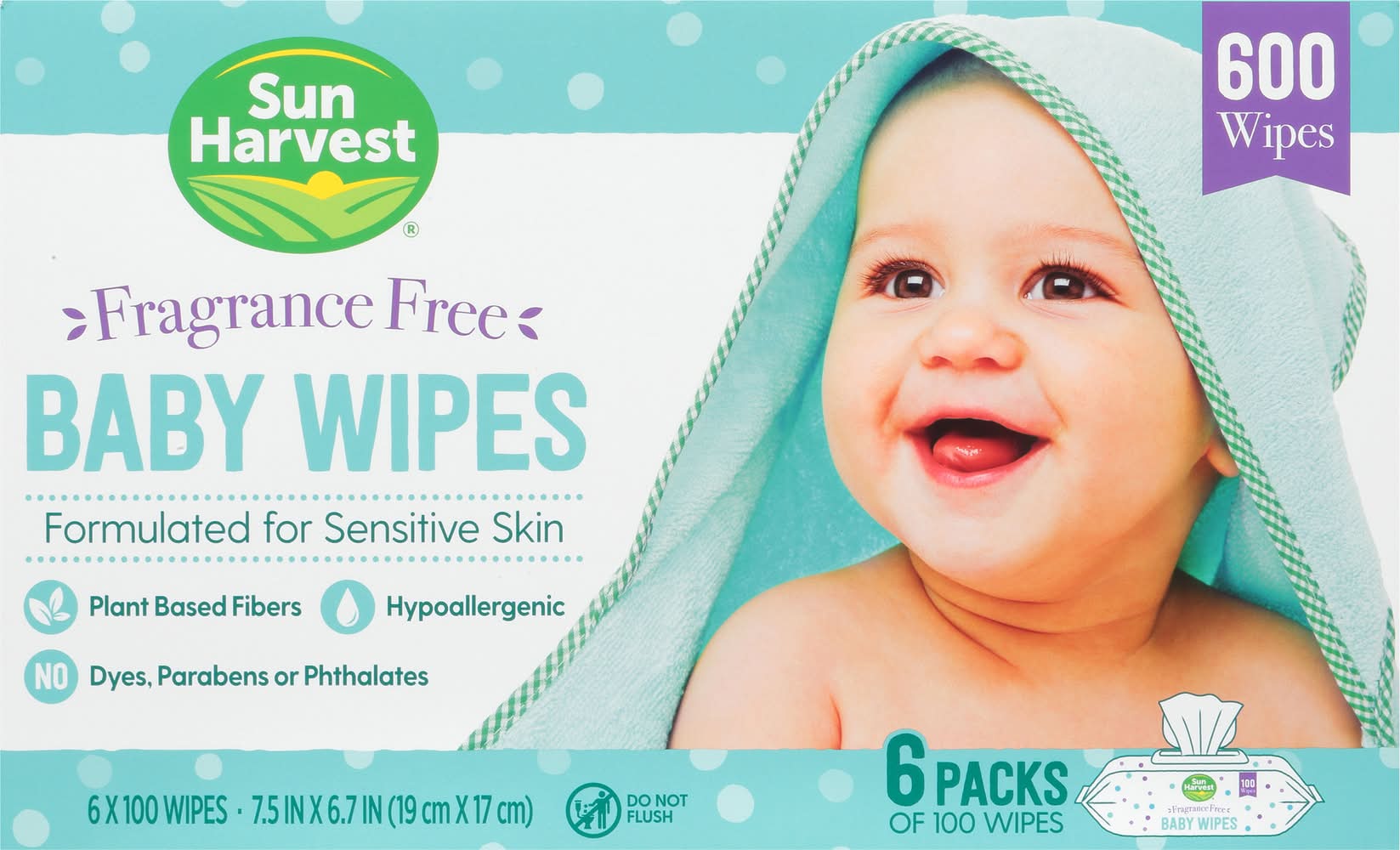 Sun Harvest Fragrance Free Baby Wipes For Sensitive Skin (4.96 lbs)