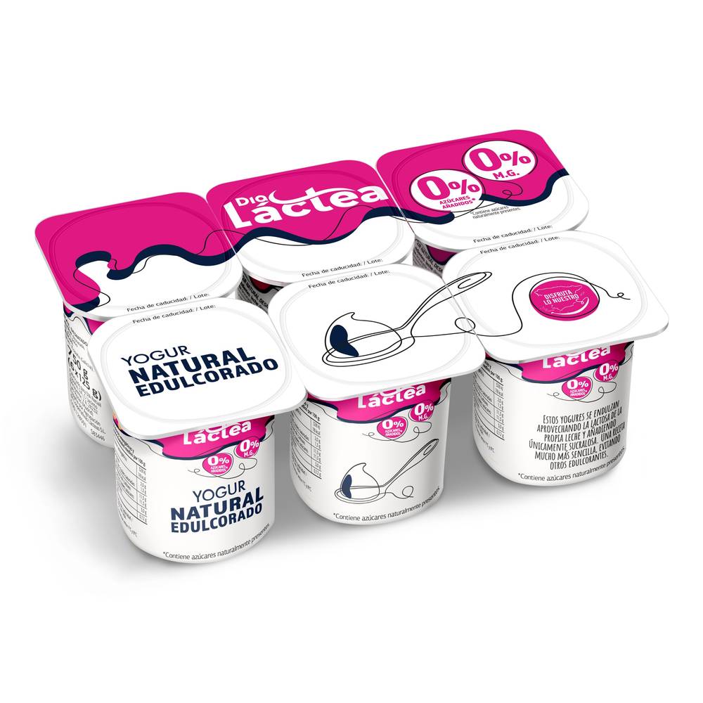 Yogur Natural Desnatado Edulcorado Dia Láctea Pack 6 X 125 G