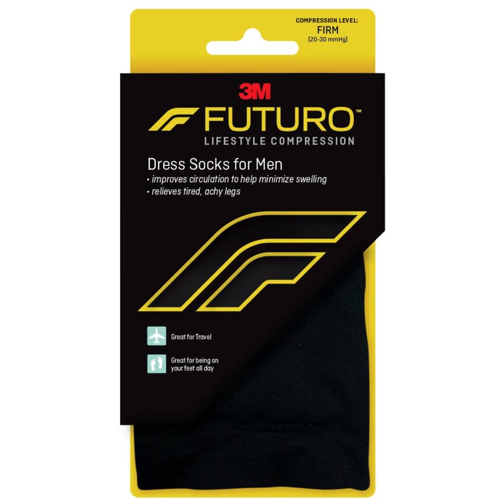 Futuro Firm Compression Dress Socks for Men, Black, X Large