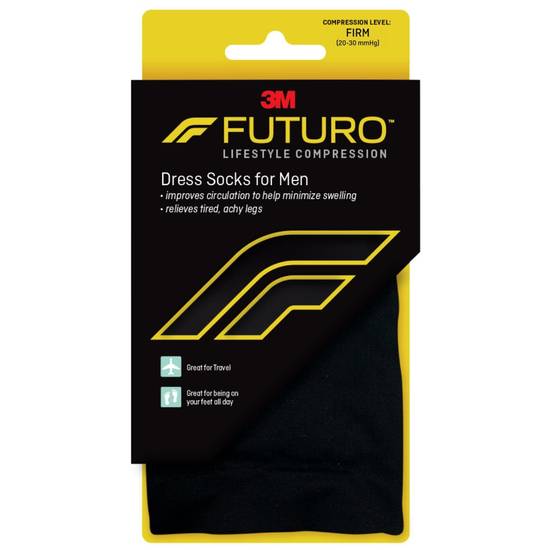 Futuro Firm Compression Dress Socks for Men, Black, Large