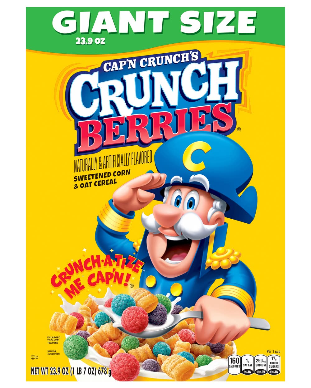 Cap'n Crunch Sweetened Corn & Oat Cereal, Crunch Berries (23.9 oz)