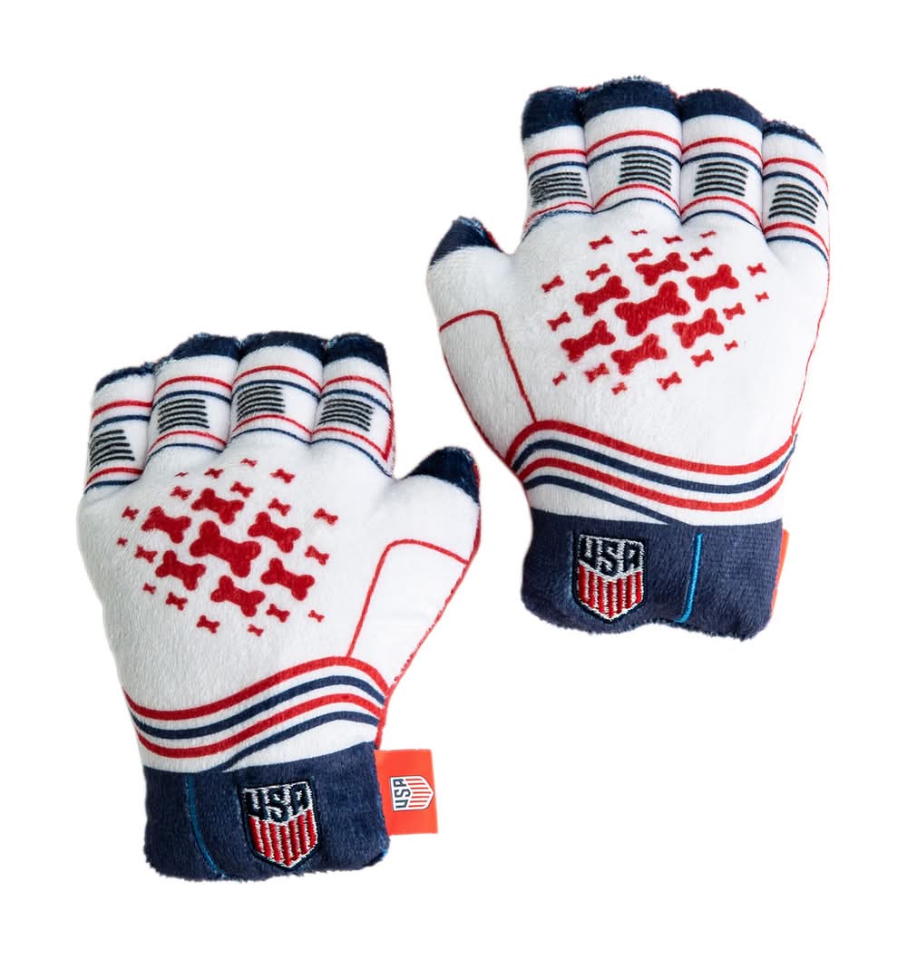 U.S. Soccer Gloves Plush Dog Toy (Color: White)