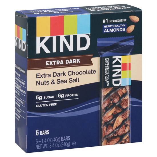 Kind Extra Dark Chocolate Nuts & Sea Salt Bars (6 x 1.4 oz)