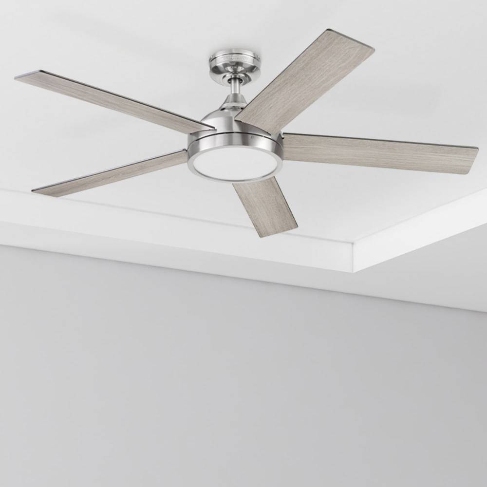 Harbor Breeze Camden 52-in Brushed Nickel with Driftwood/Espresso Blades Indoor Ceiling Fan with Light and Remote (5-Blade) | 42311