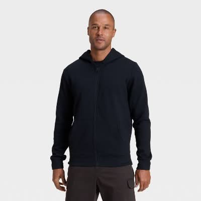 Goodfellow & Co. Every Wear Fleece Full Zip Sweatshirt, Men, L, Black