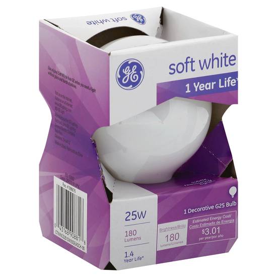 Ge 25w Soft White Decorative G25 Bulb