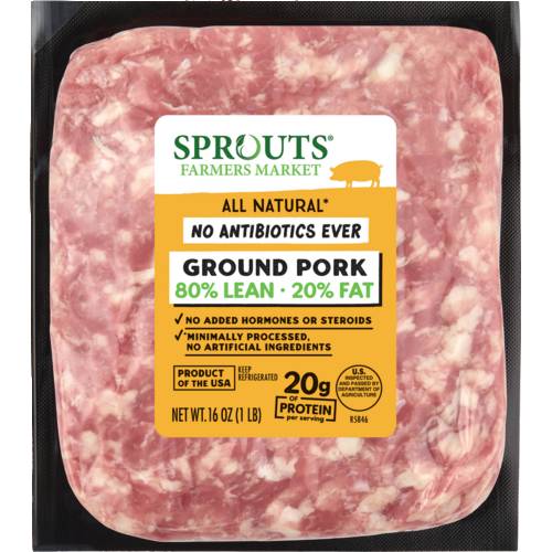 Sprouts 80% Lean Ground Pork No Antibiotics Ever