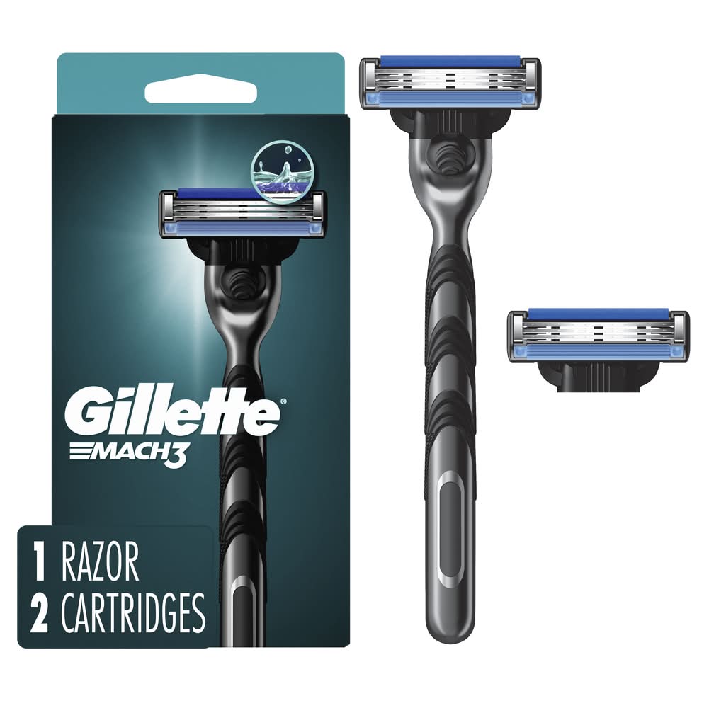 Gillette Mach3 Men's Razor Handle + 2 Blade Refill (1.1 oz)