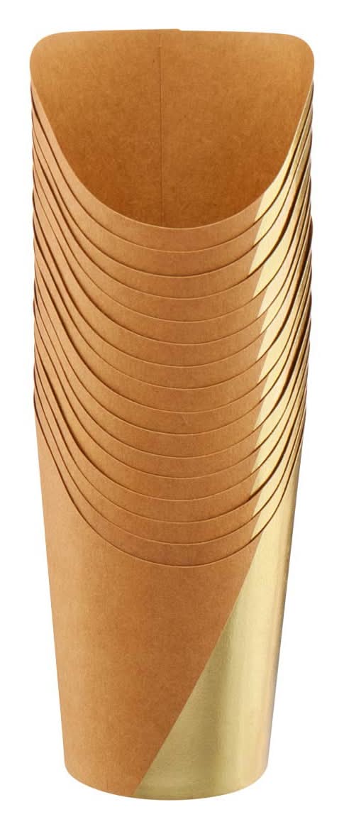Unique Disposable Kraft Charcuterie Cups 14 oz, Brown-Gold (16 ct)