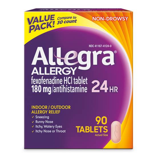 Allegra Adult 24HR 180mg tablets, 90 CT
