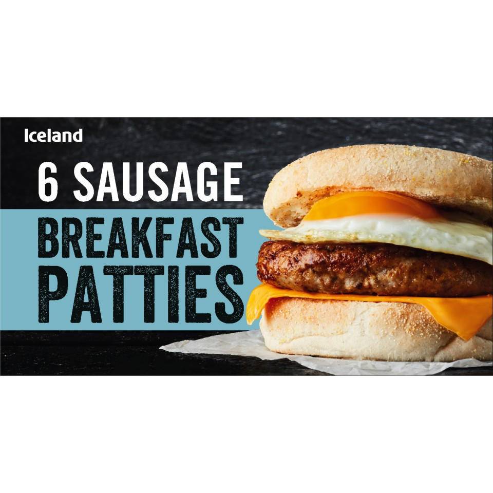 Iceland 6 Sausage Breakfast Patties 342g