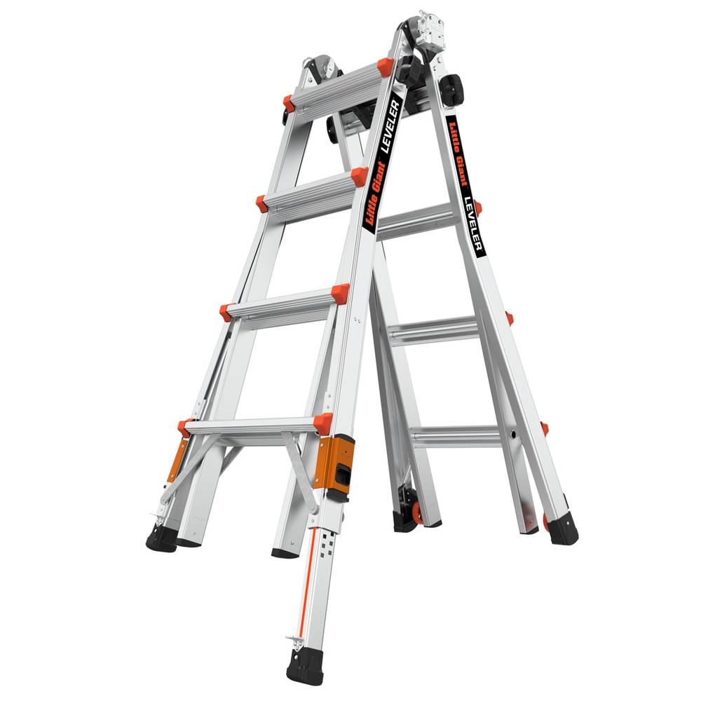 Little Giant Ladders Leveler 2 M17 with Leg Levelers 18-ft Reach Type 1a- 300-lb Load Capacity Telescoping Multi-Position Ladder | 16507T-803