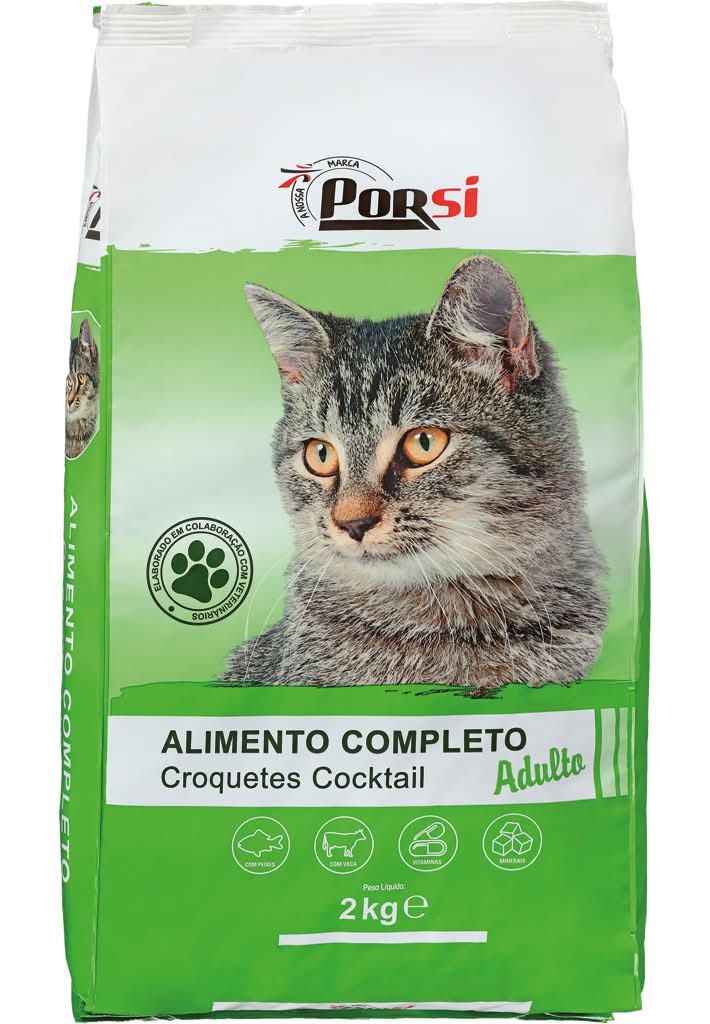 PorSi - Ração seca cocktail para gato adulto, embalagem de 2 kg