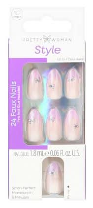 Pretty Woman Style Faux Nails 25-Count Butterfly French
