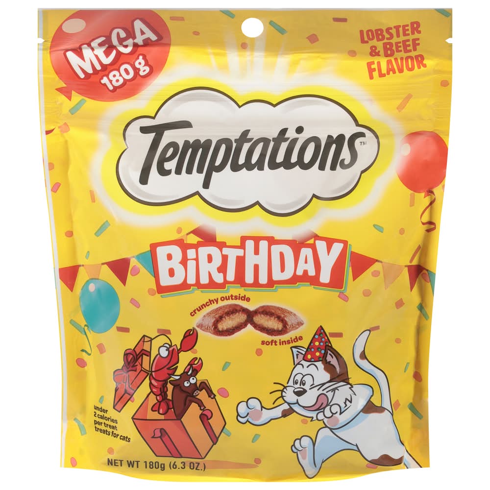 Temptations Mega Birthday Cat Treats, Lobster-Beef (6.3 oz)